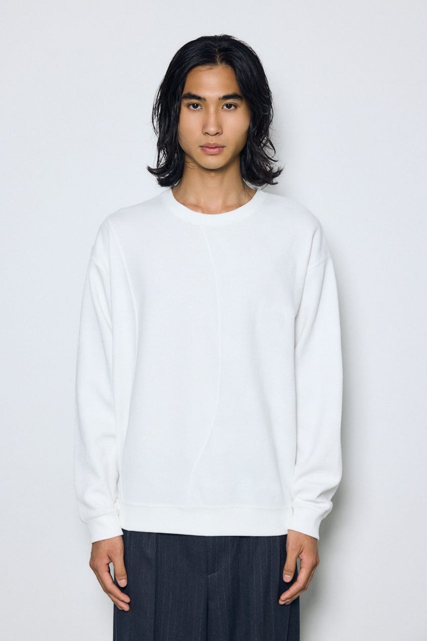 異素材切り替えトップス WHT M