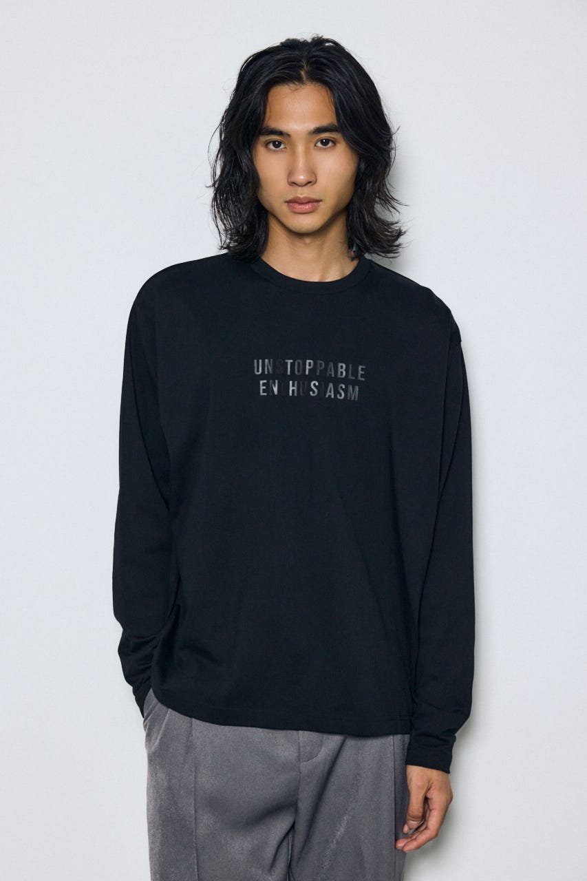 配色厚盛ラバープリントロンT BLK L