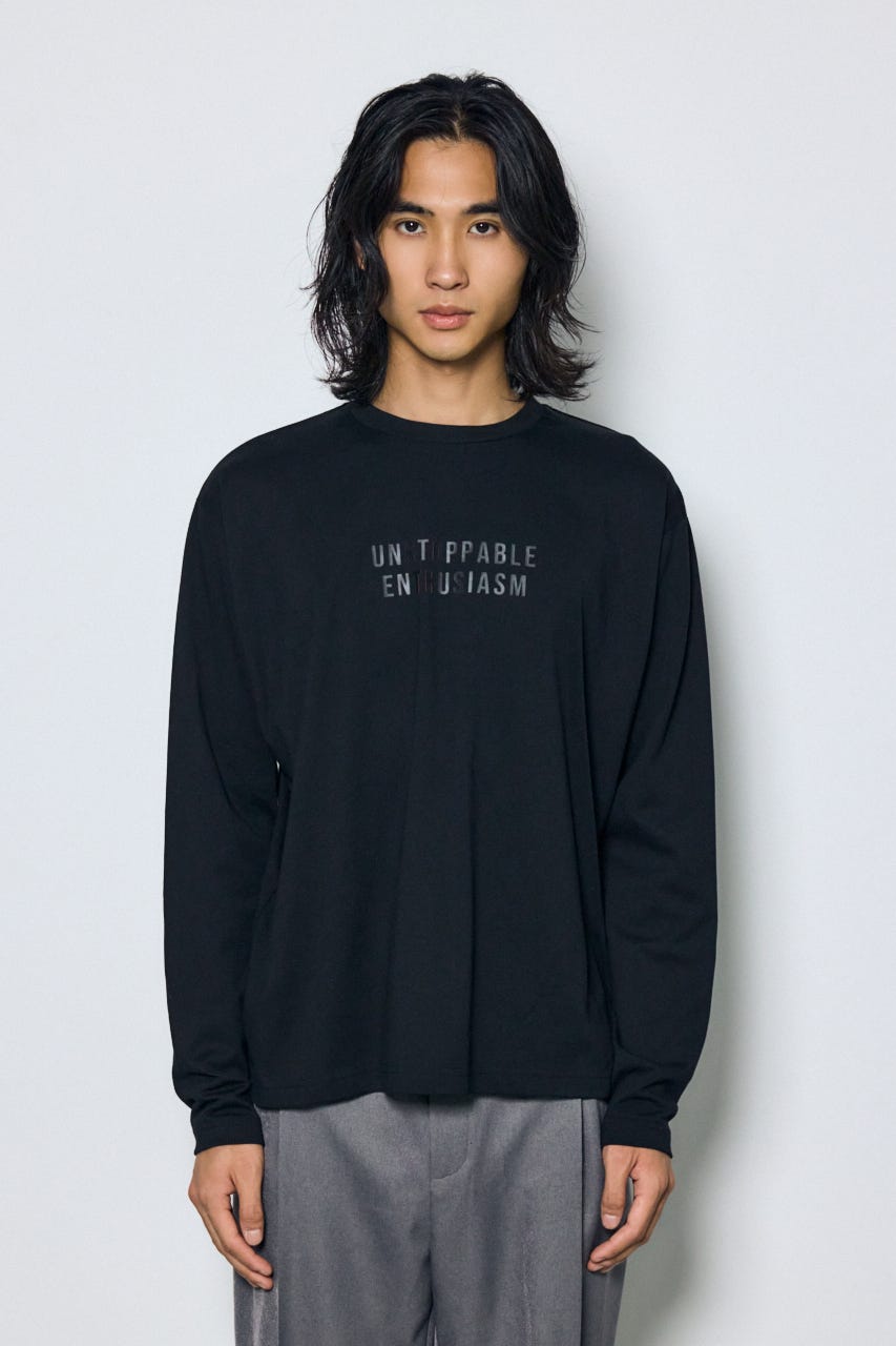 配色厚盛ラバープリントロンT BLK L