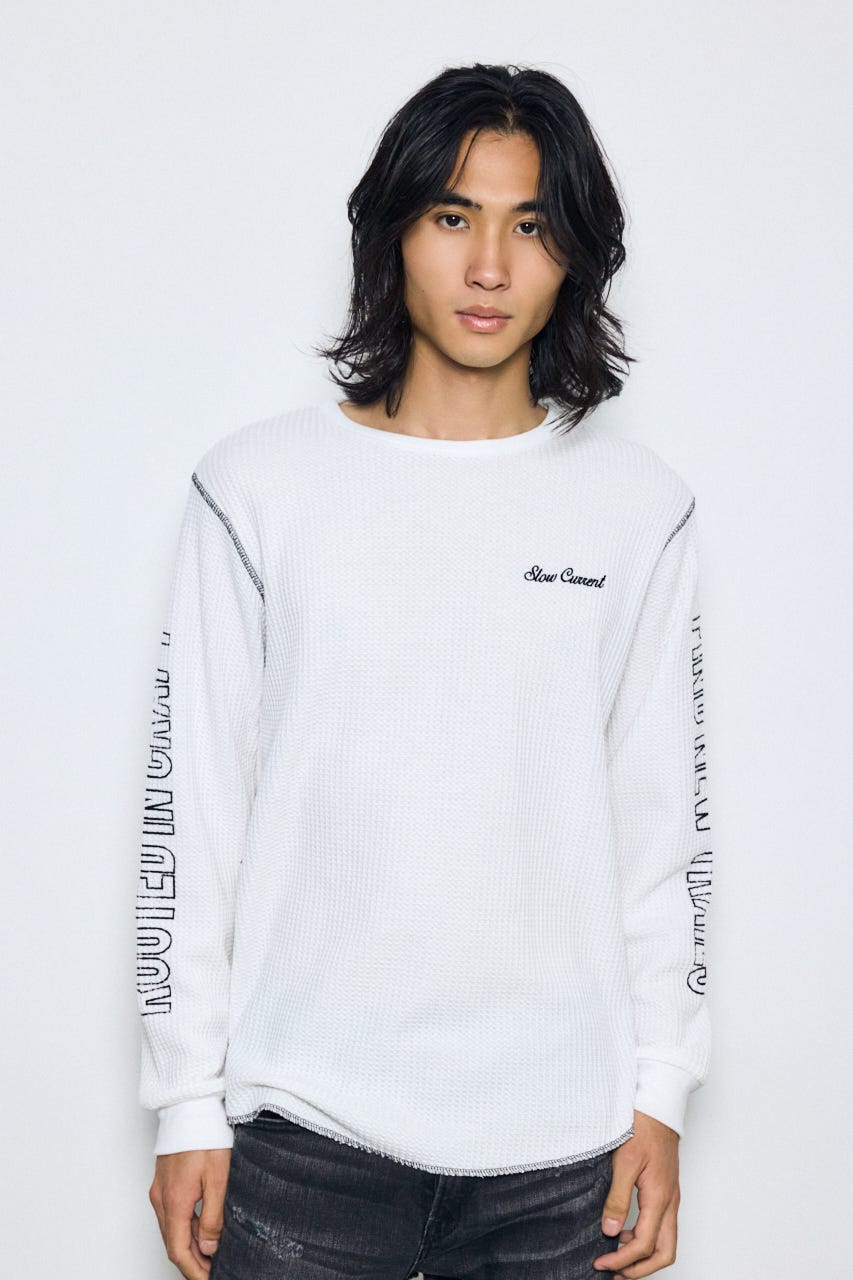 AZUL BY MOUSSY | ワッフル長袖グラフィックトップス (Tシャツ