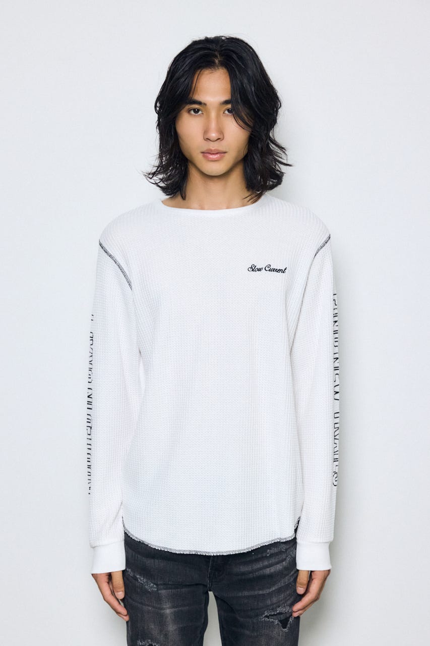 AZUL BY MOUSSY | ワッフル長袖グラフィックトップス (Tシャツ