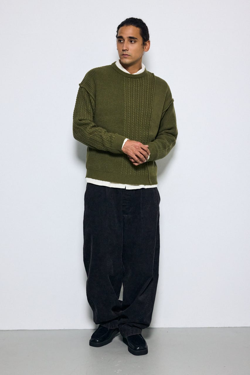 ヴィンテージコーデュロイワイドパンツ BLK M
