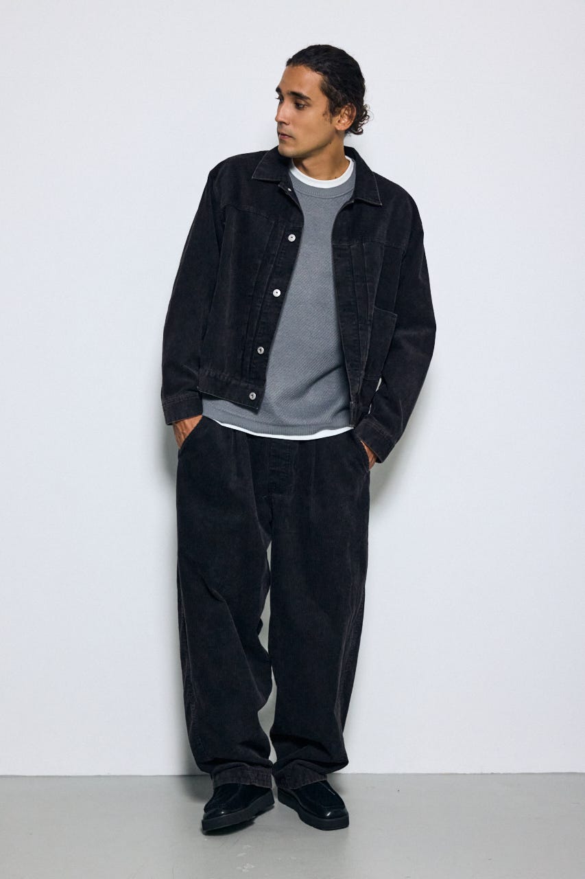 ヴィンテージコーデュロイワイドパンツ BLK M