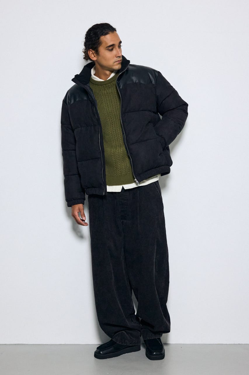 ヴィンテージコーデュロイワイドパンツ BLK M