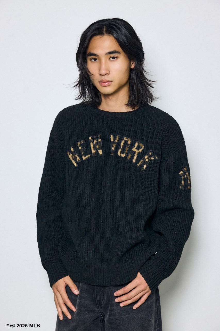 【MLB】AZUL レオパードロゴニット BLK M