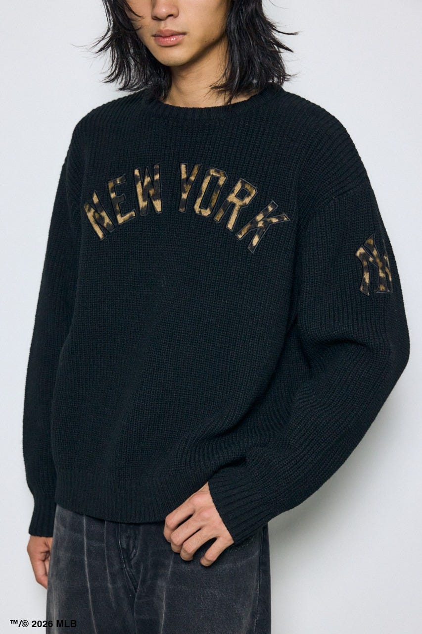 【MLB】AZUL レオパードロゴニット BLK M