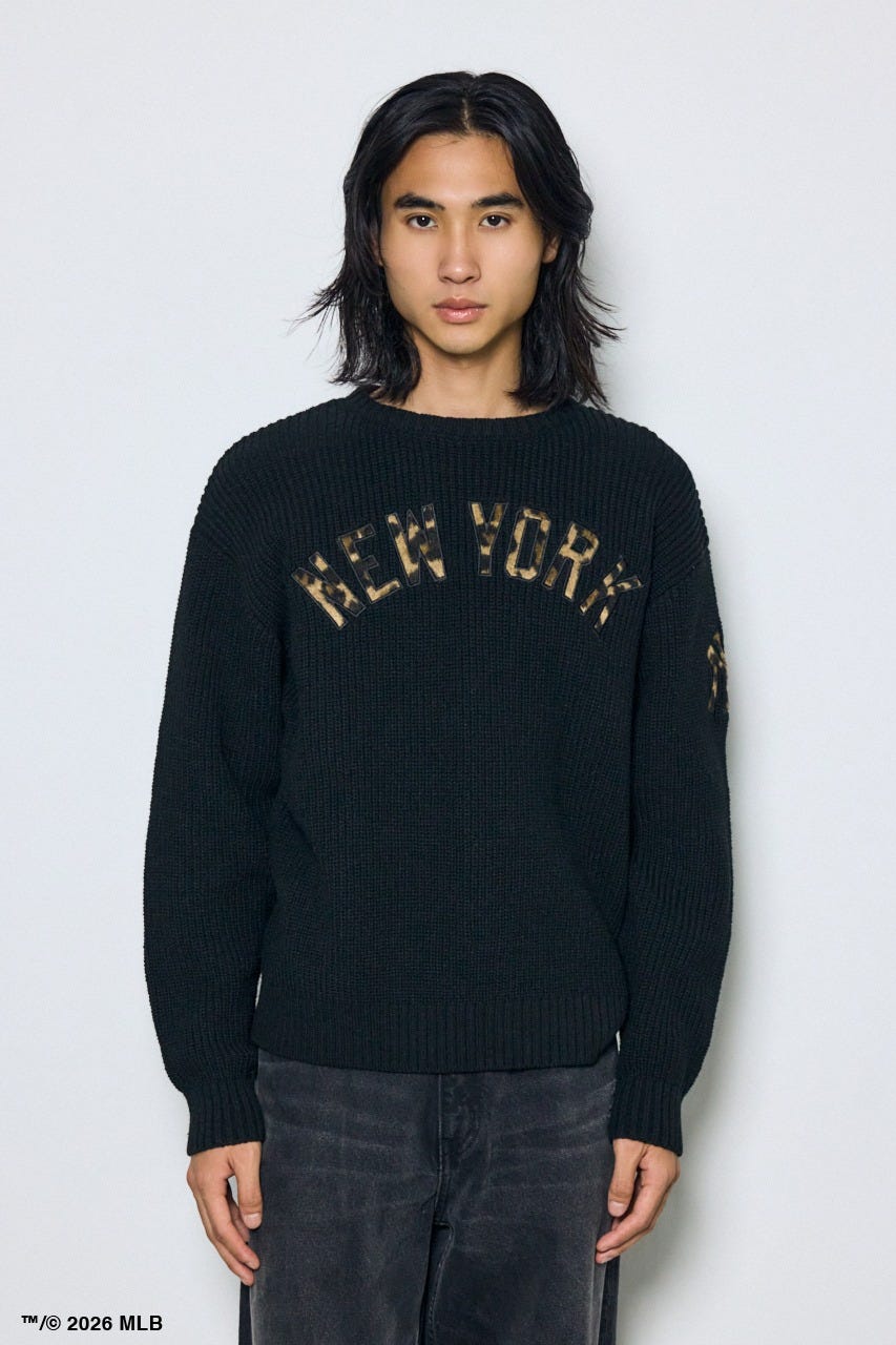 【MLB】AZUL レオパードロゴニット BLK M