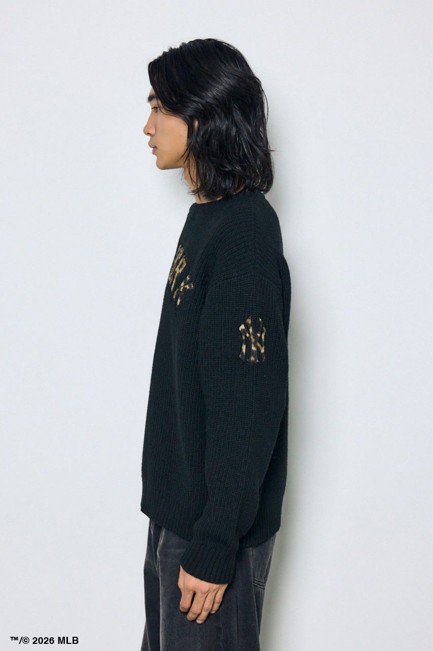【MLB】AZUL レオパードロゴニット BLK M
