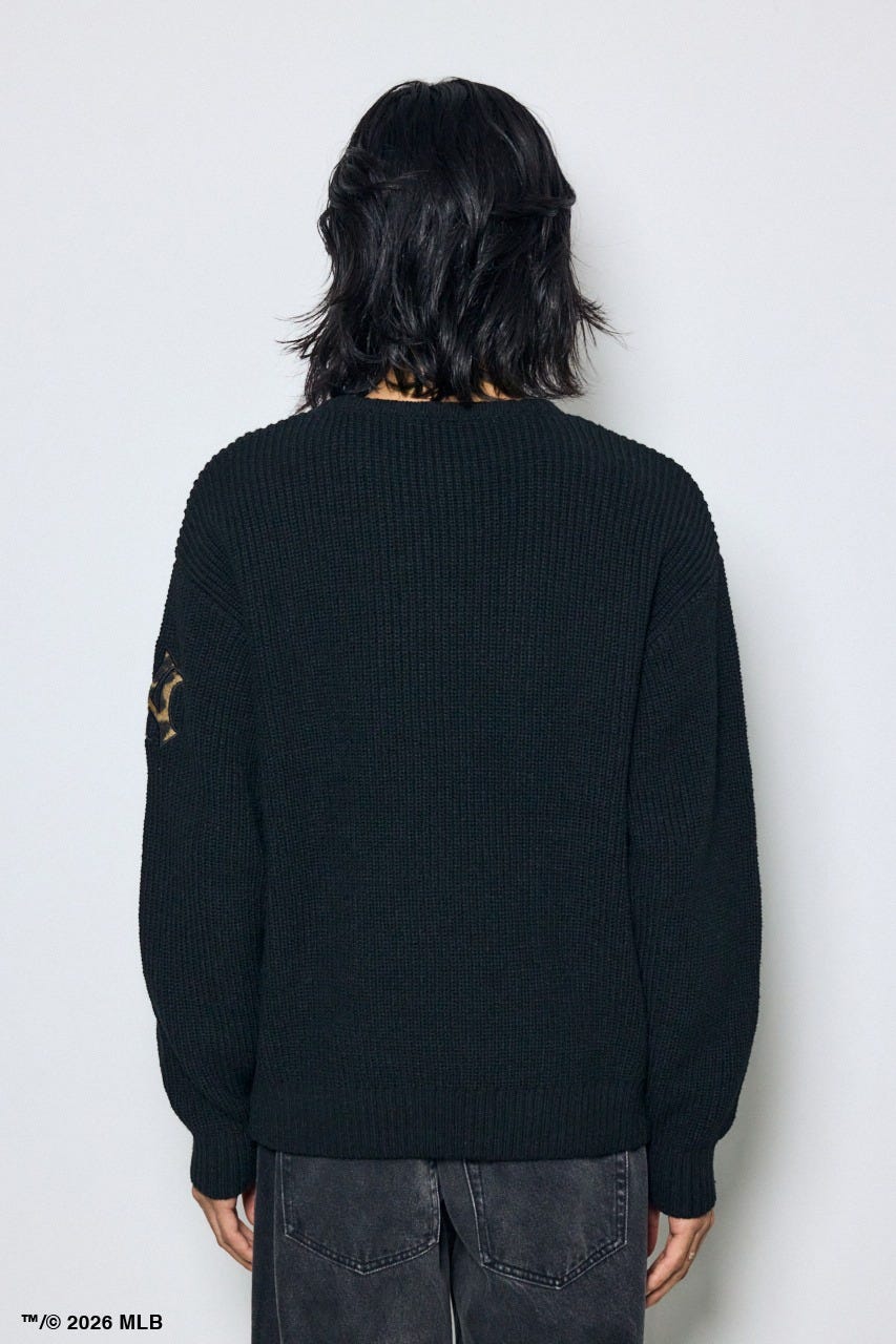 【MLB】AZUL レオパードロゴニット BLK M