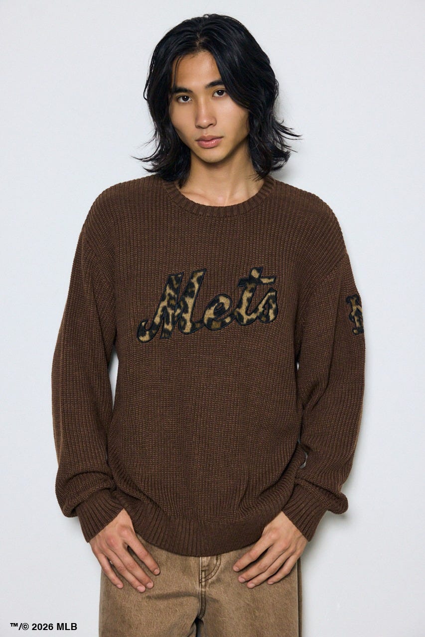 【MLB】AZUL レオパードロゴニット BRN M