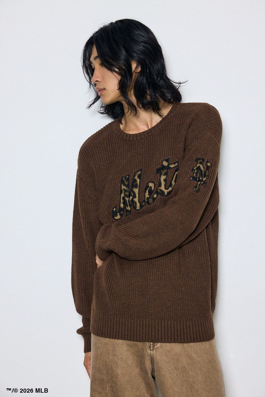 【MLB】AZUL レオパードロゴニット BRN M