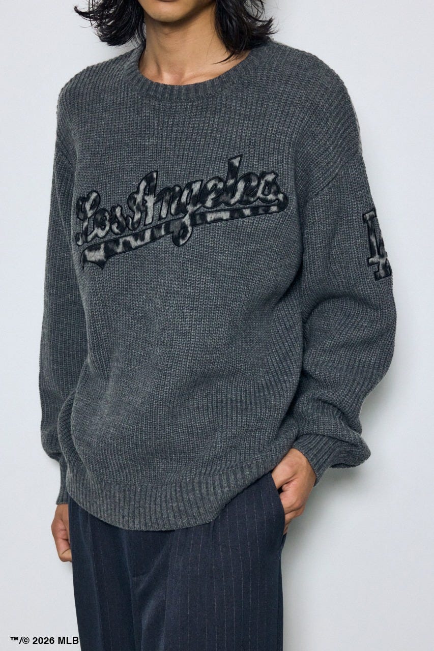 【MLB】AZUL レオパードロゴニット GRY M