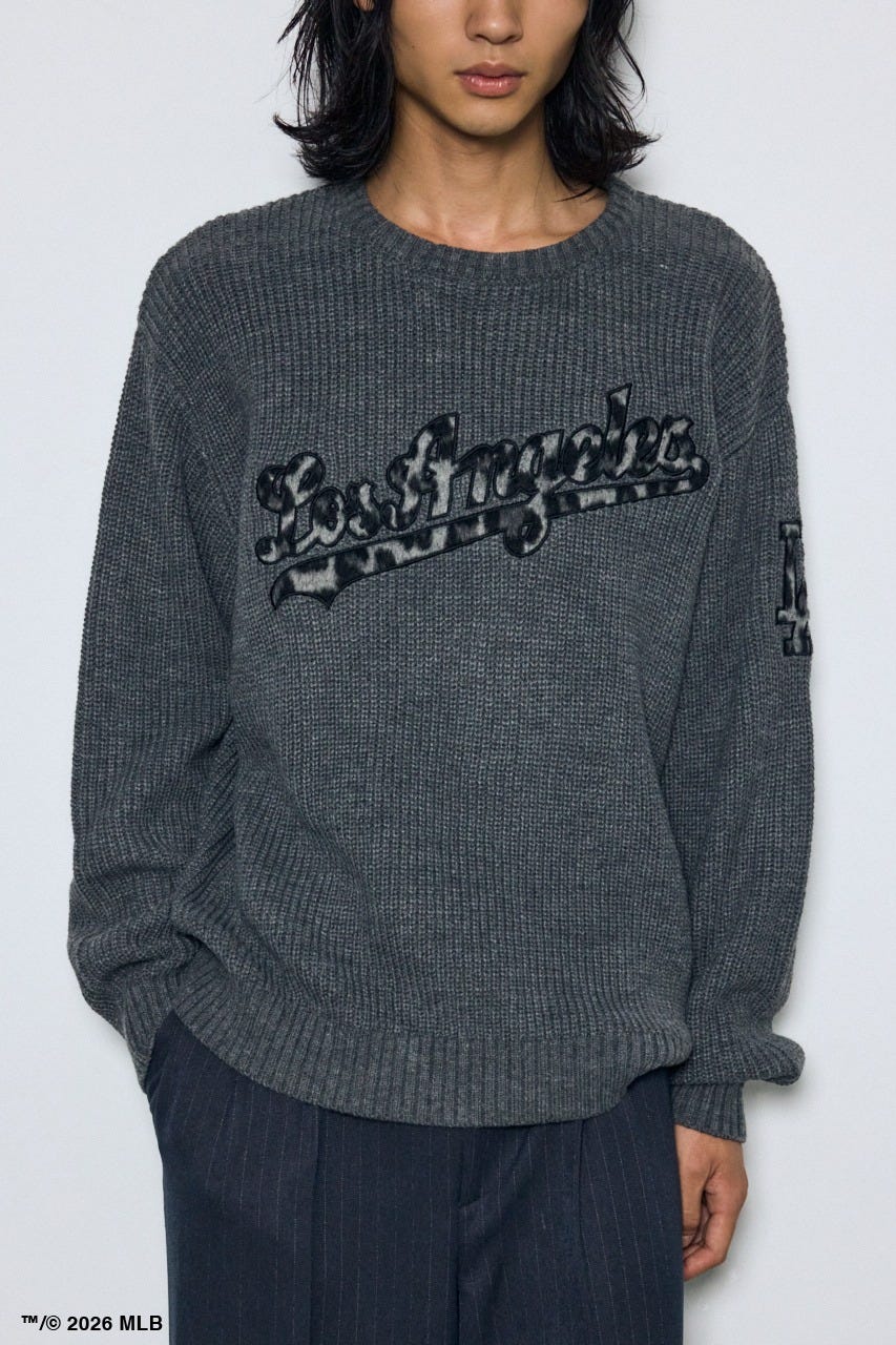 【MLB】AZUL レオパードロゴニット GRY M