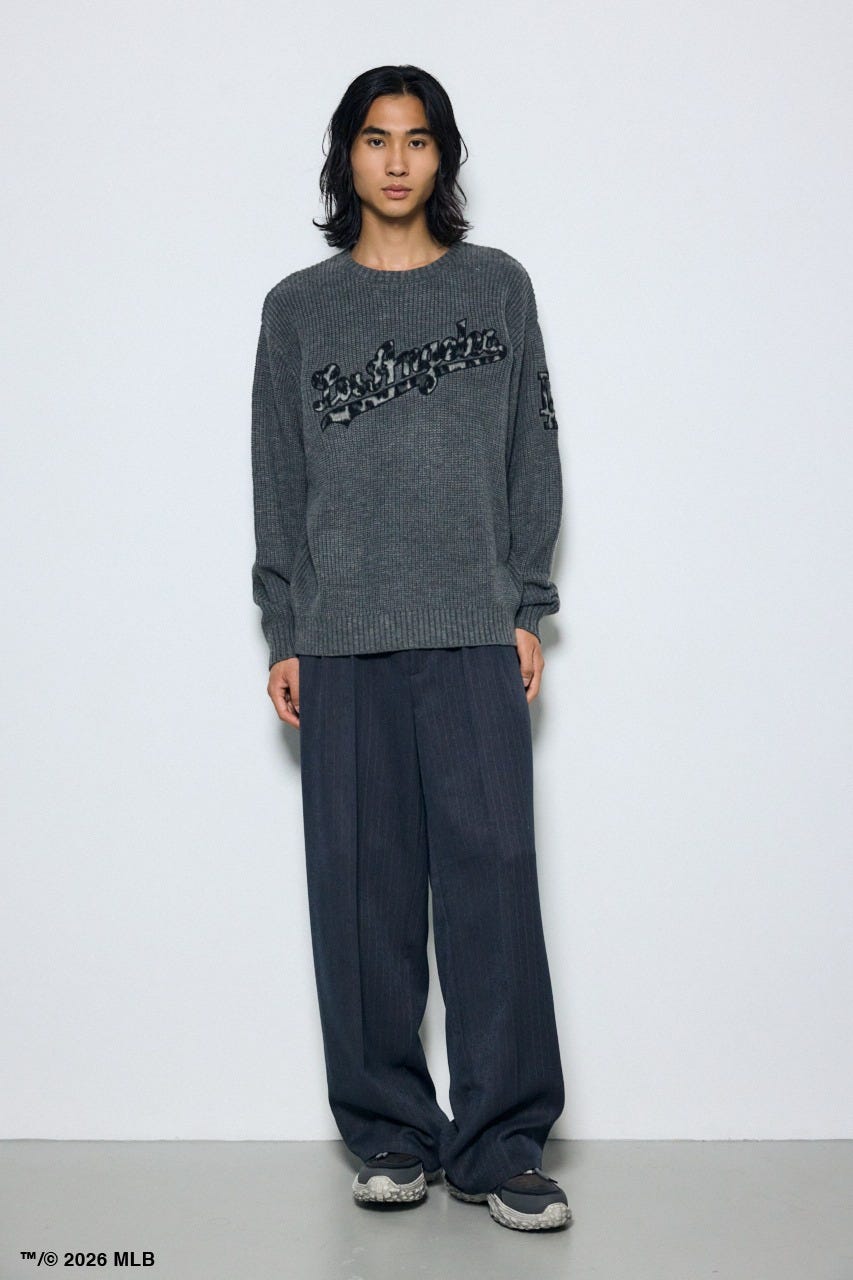 【MLB】AZUL レオパードロゴニット GRY M