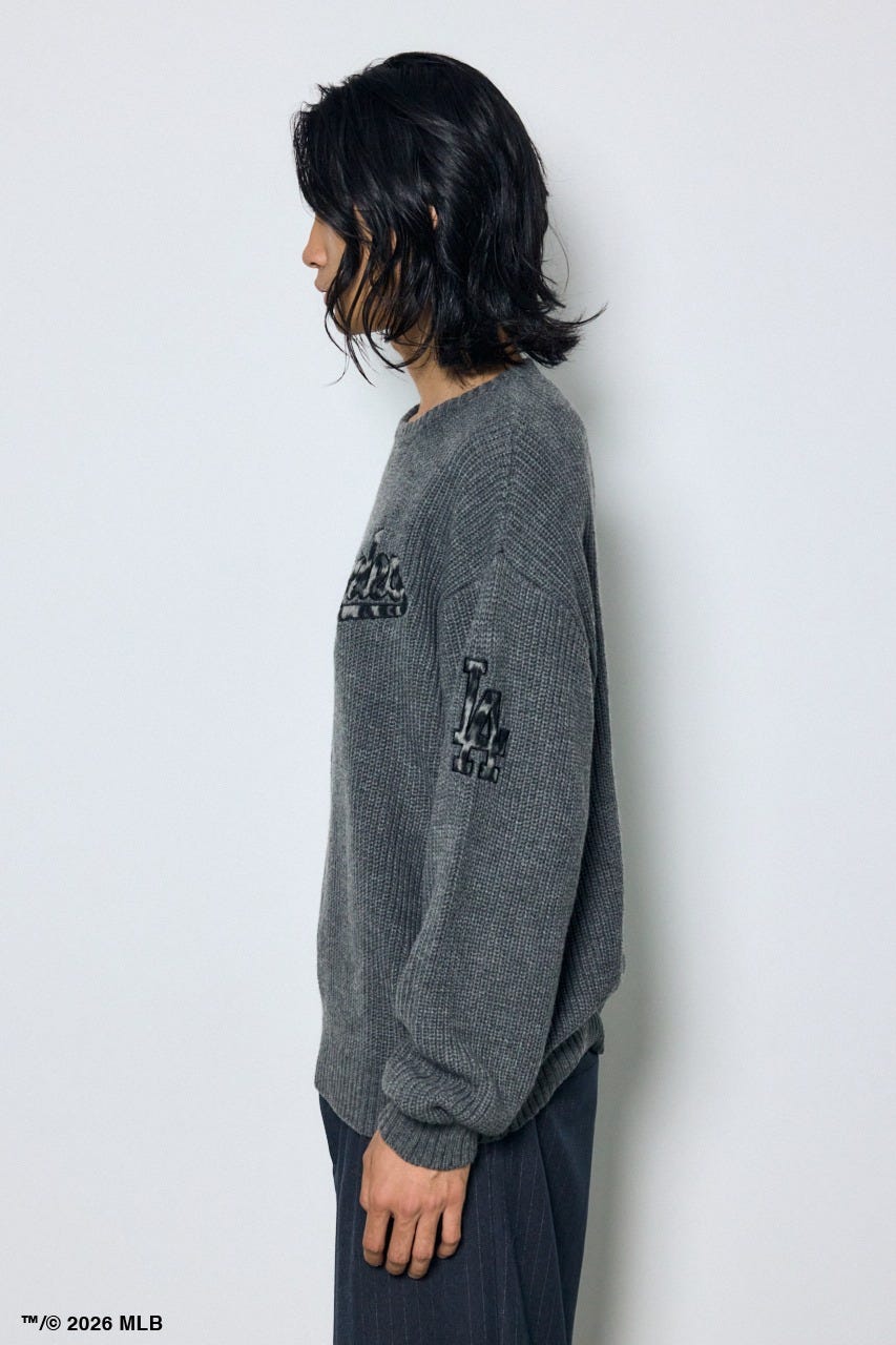 【MLB】AZUL レオパードロゴニット GRY M
