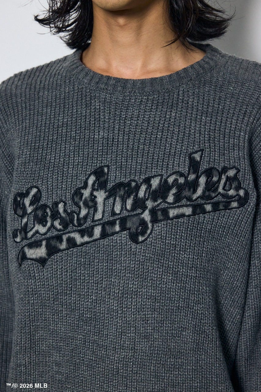 【MLB】AZUL レオパードロゴニット GRY M