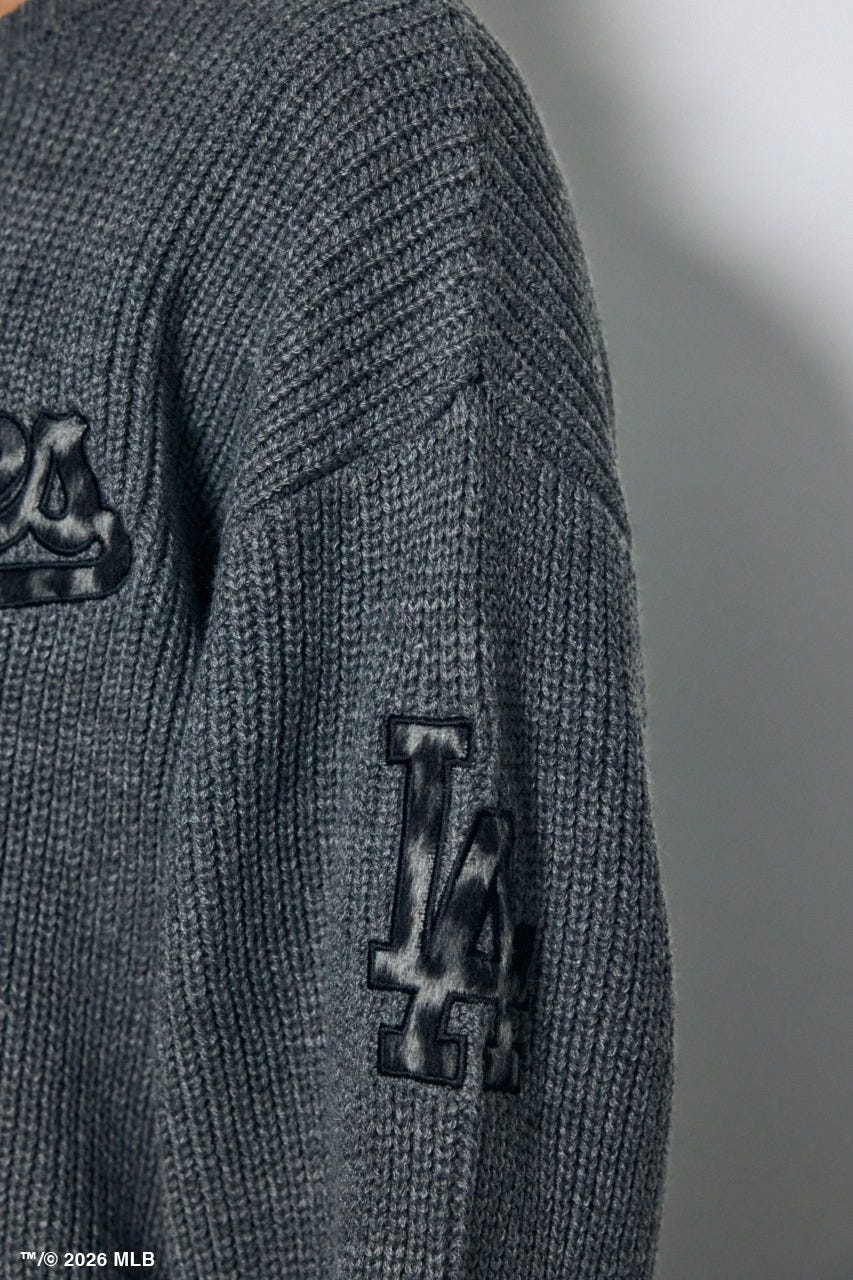 【MLB】AZUL レオパードロゴニット GRY M