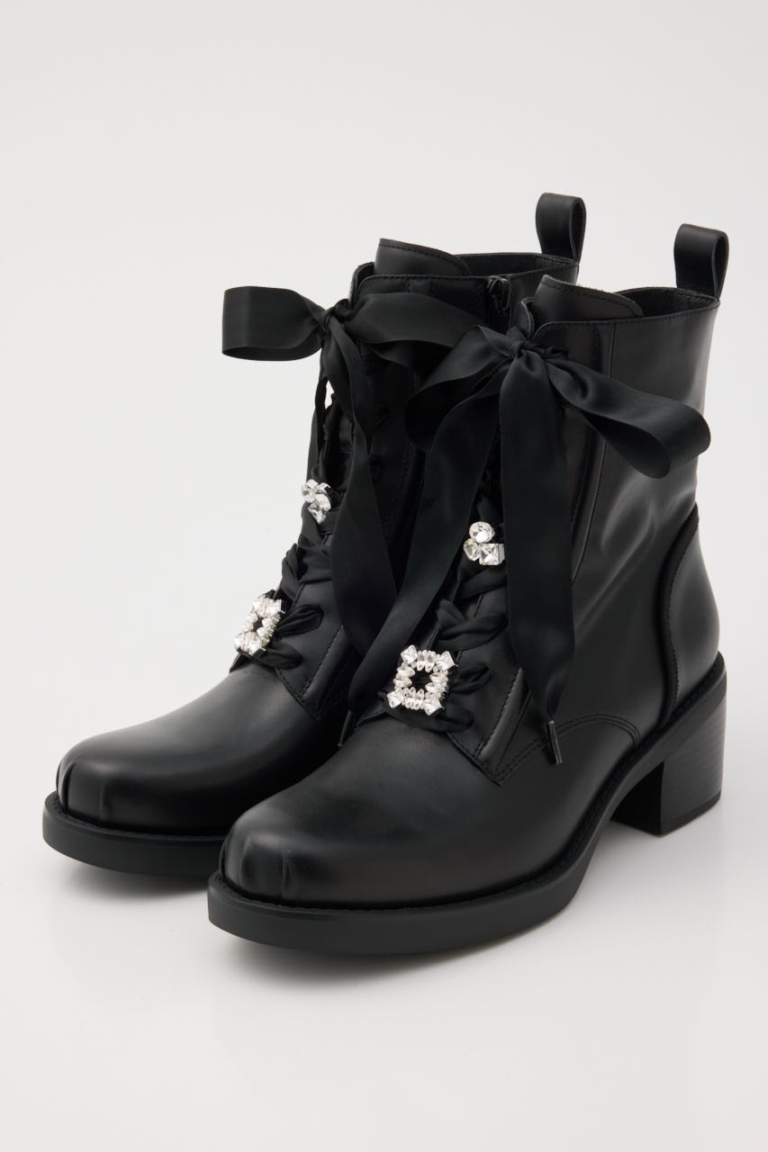 アンナレースアップブーツ BLK 24.5cm