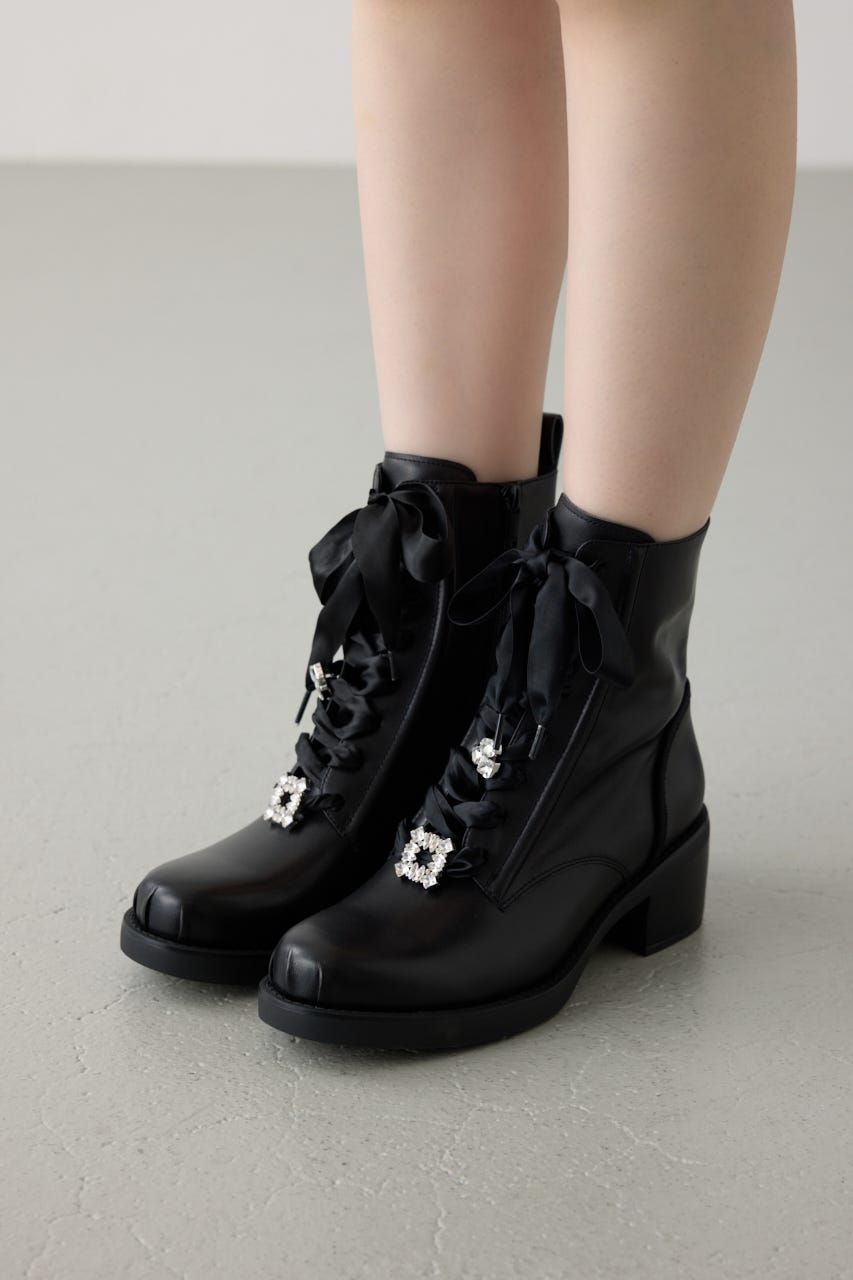 アンナレースアップブーツ BLK 24.5cm