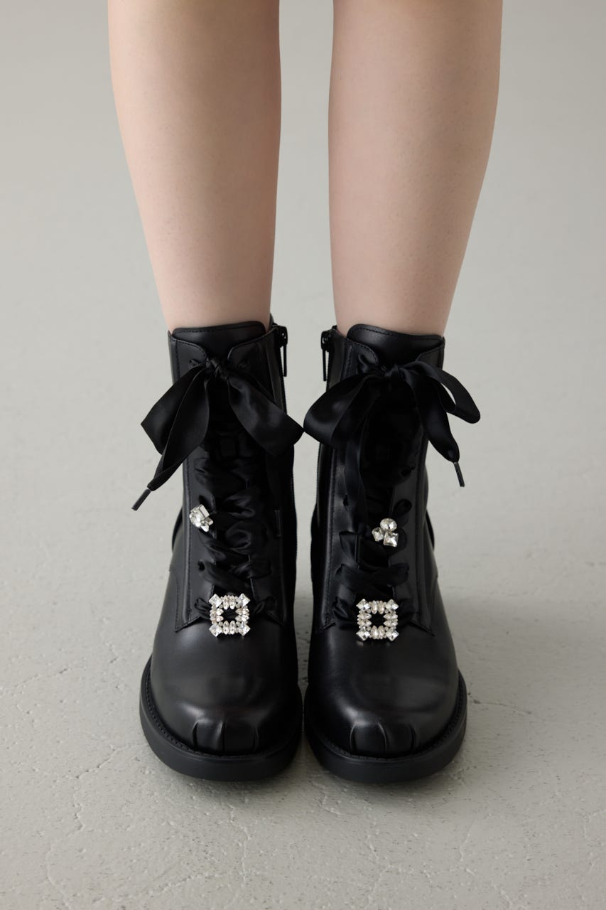 アンナレースアップブーツ BLK 24.5cm