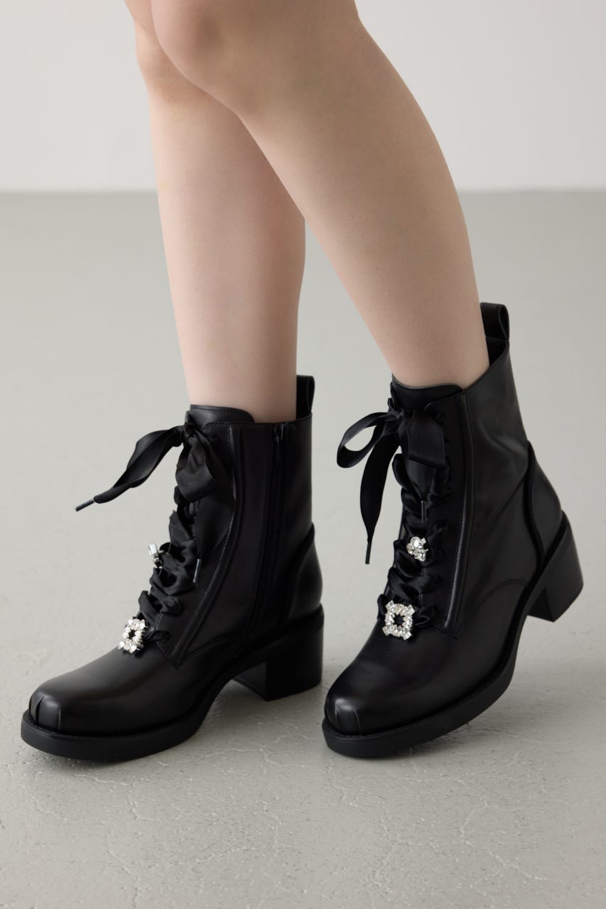 アンナレースアップブーツ BLK 24.5cm