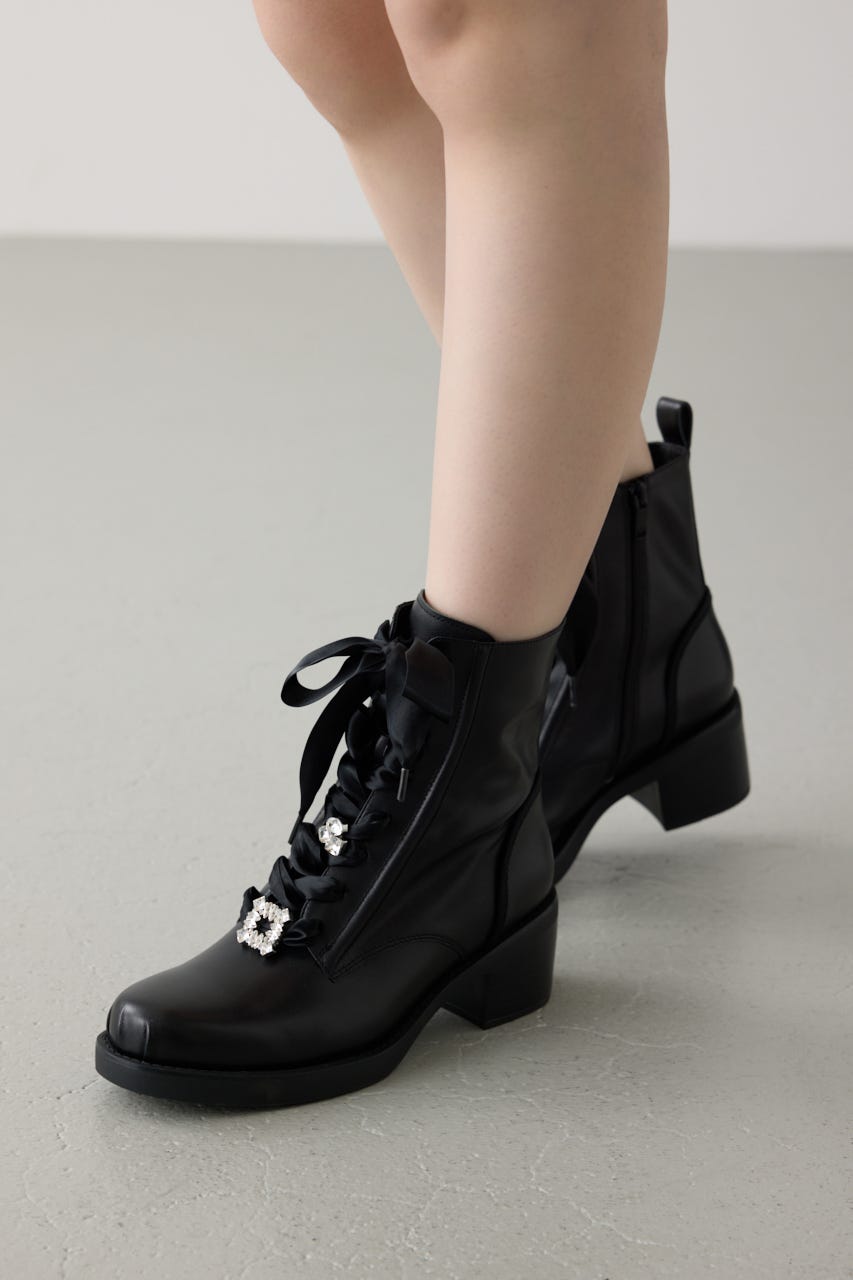 アンナレースアップブーツ BLK 24.5cm