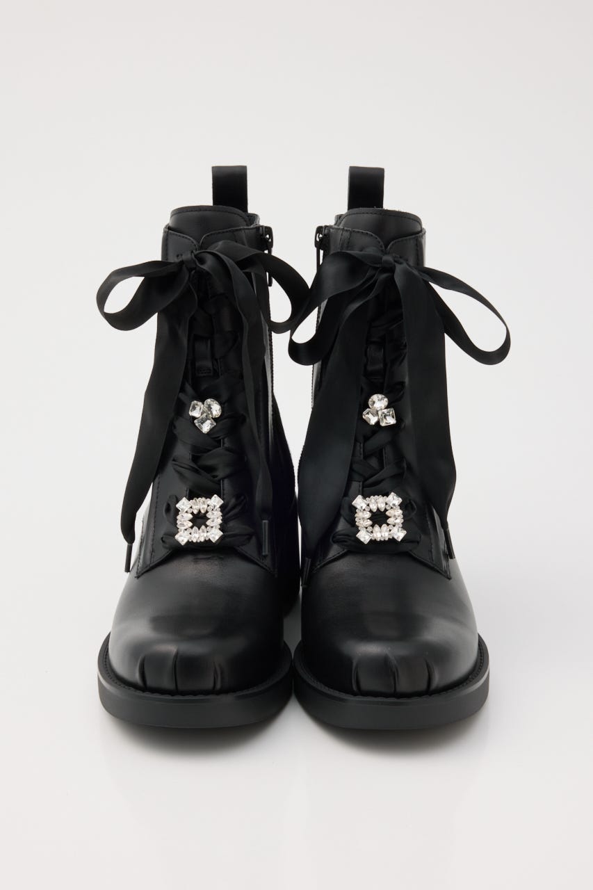 アンナレースアップブーツ BLK 24.5cm