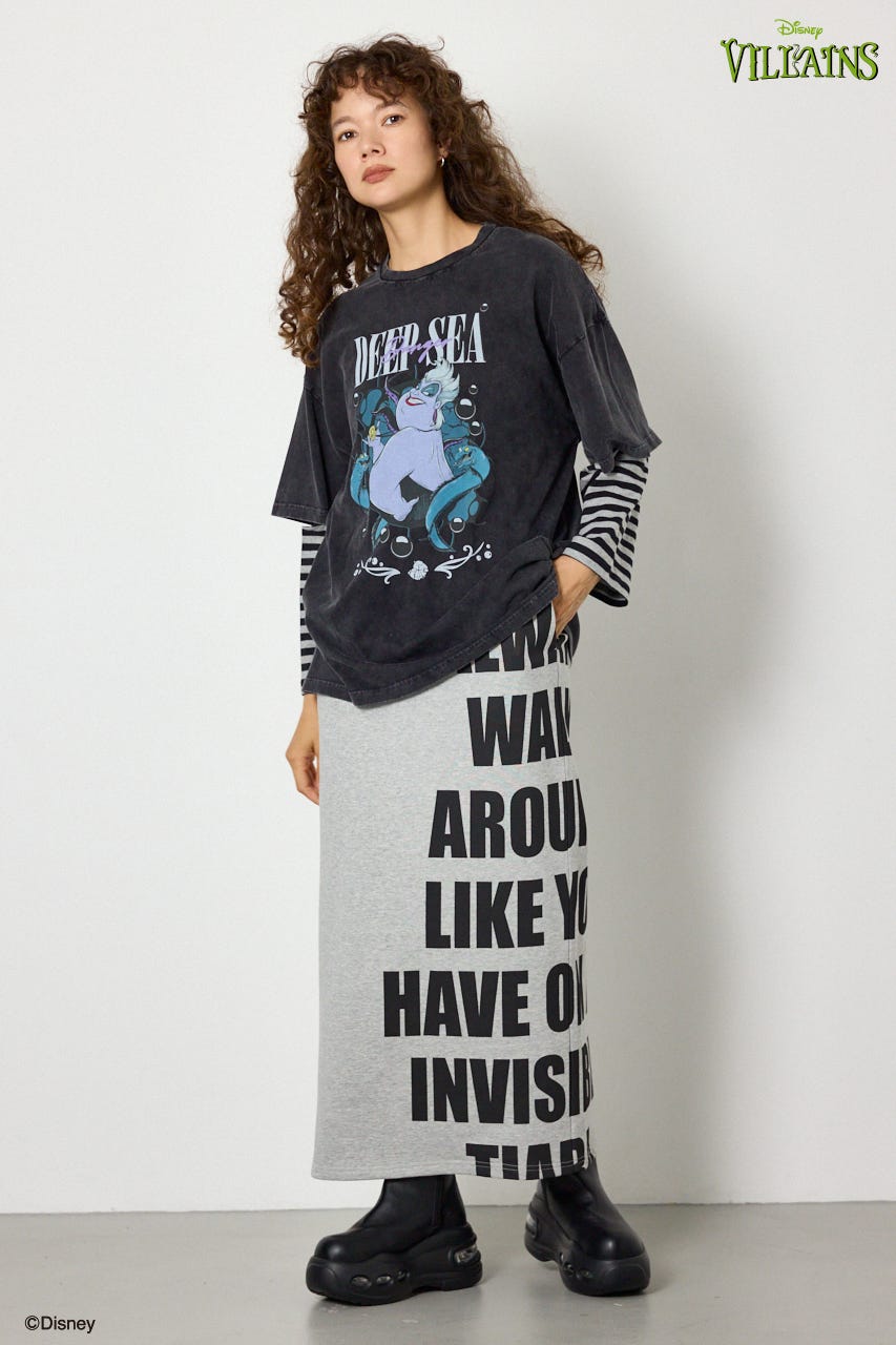 (ディズニー ヴィランズ)レイヤードTシャツ 柄BLK FREE