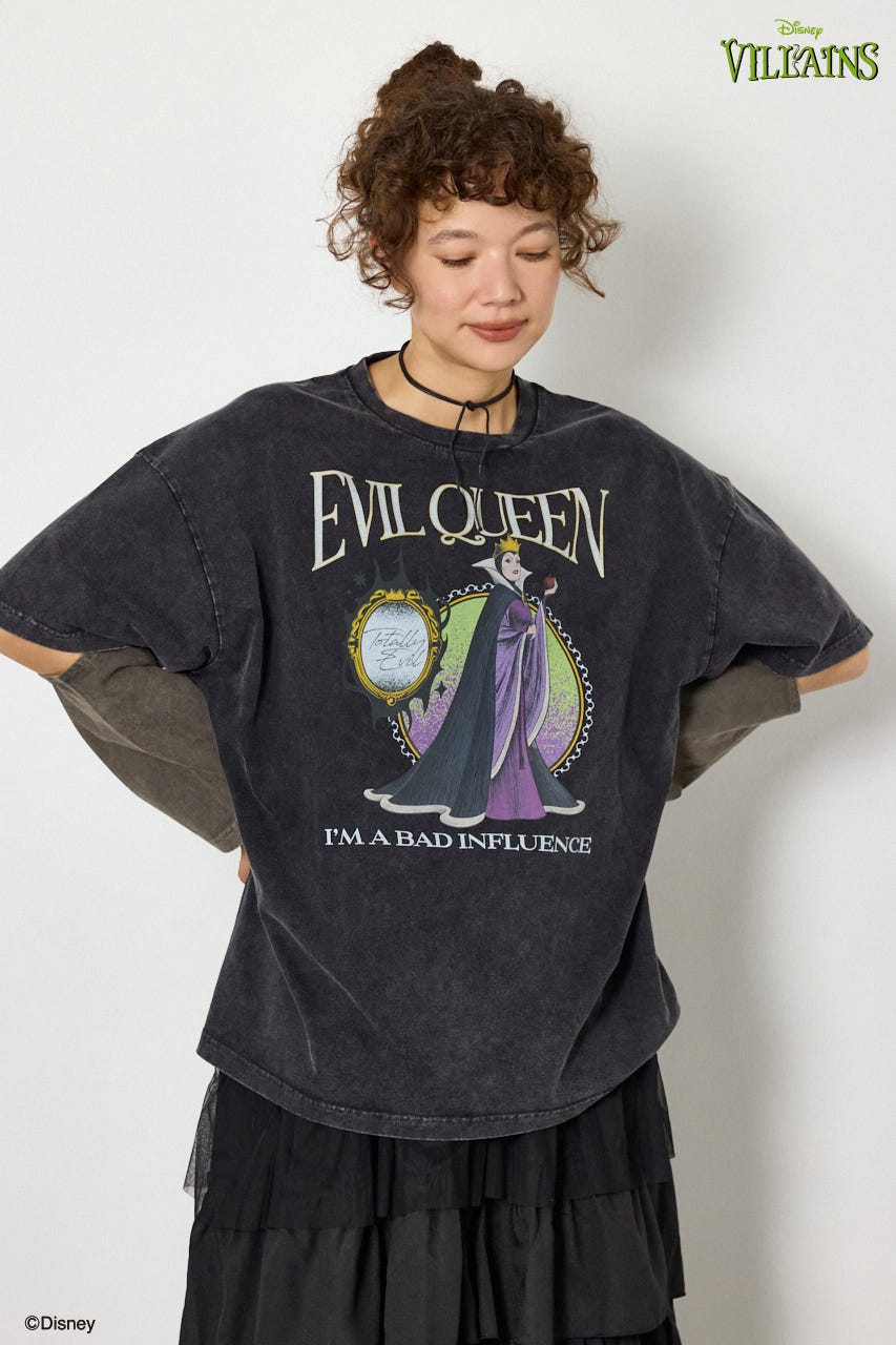 (ディズニー ヴィランズ)レイヤードTシャツ 柄GRY FREE