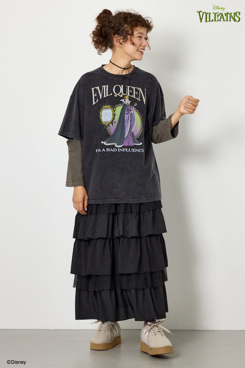 (ディズニー ヴィランズ)レイヤードTシャツ 柄GRY FREE