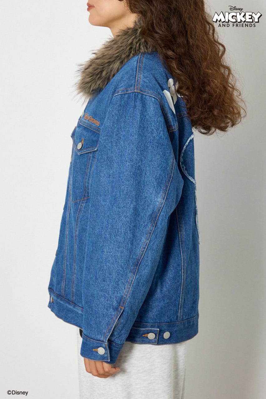(ミッキー＆ミニー)フェイスパッチDENIMジャケット BLU FREE