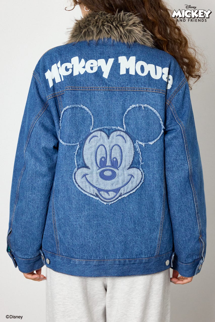 (ミッキー＆ミニー)フェイスパッチDENIMジャケット BLU FREE