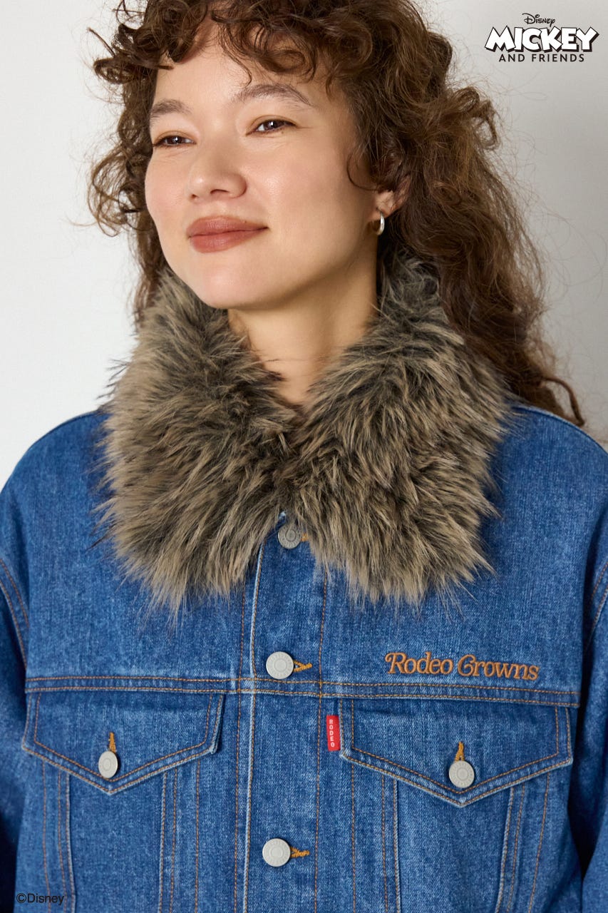 (ミッキー＆ミニー)フェイスパッチDENIMジャケット BLU FREE