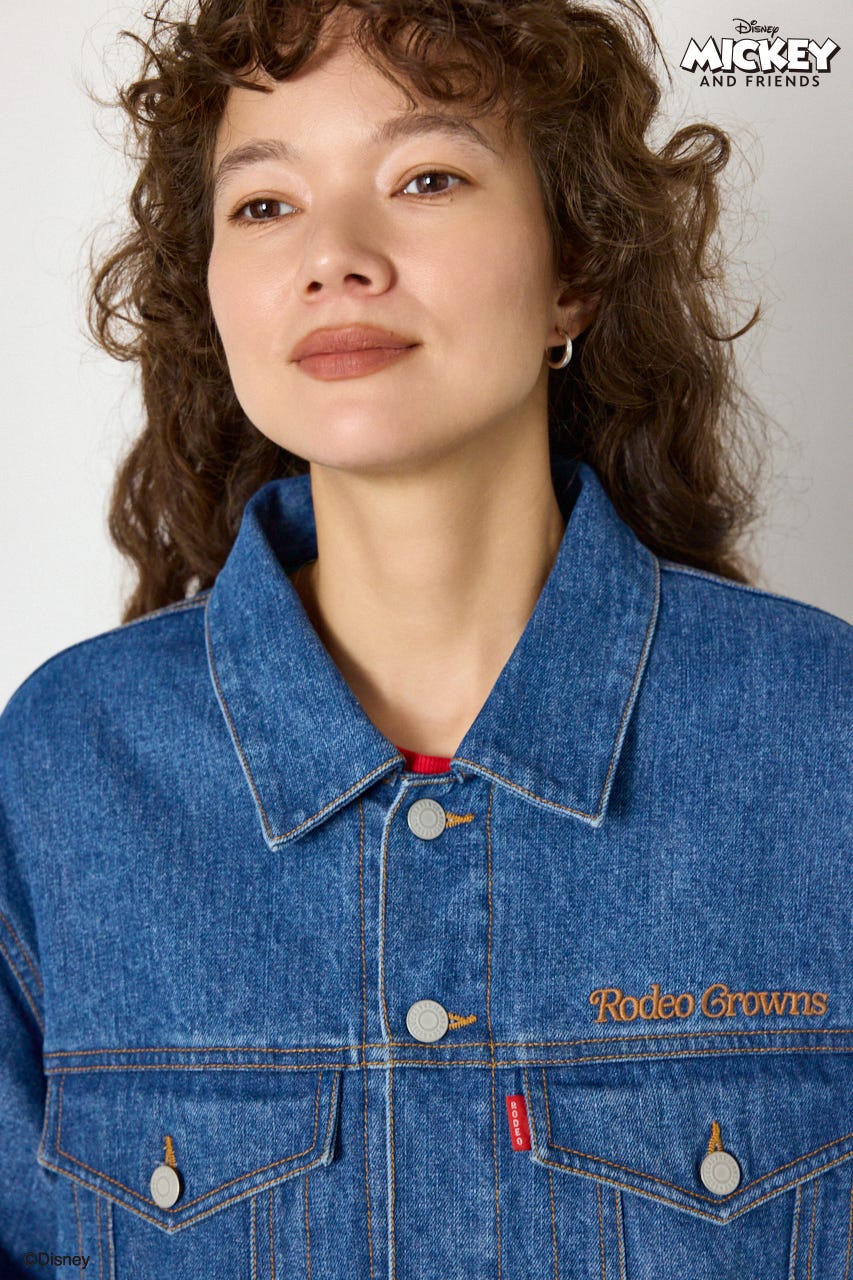 (ミッキー＆ミニー)フェイスパッチDENIMジャケット BLU FREE