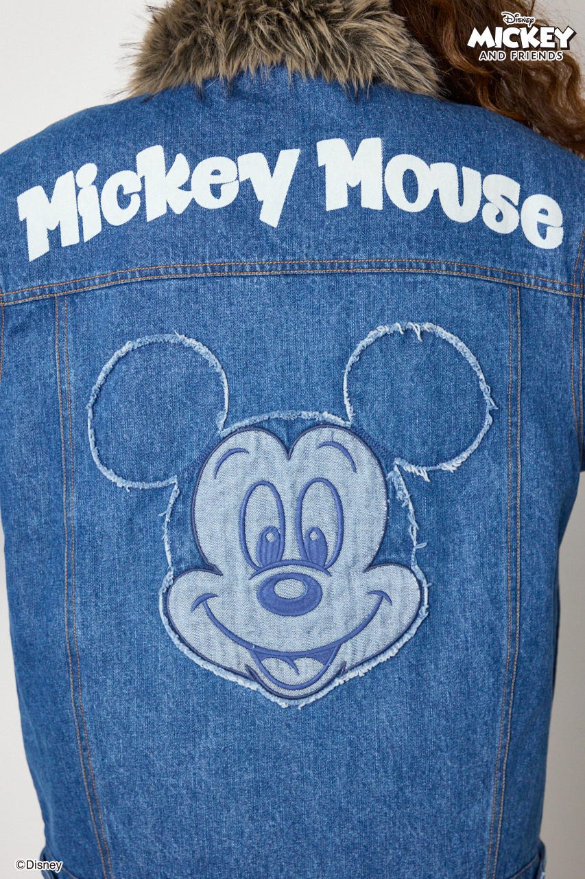 (ミッキー＆ミニー)フェイスパッチDENIMジャケット BLU FREE
