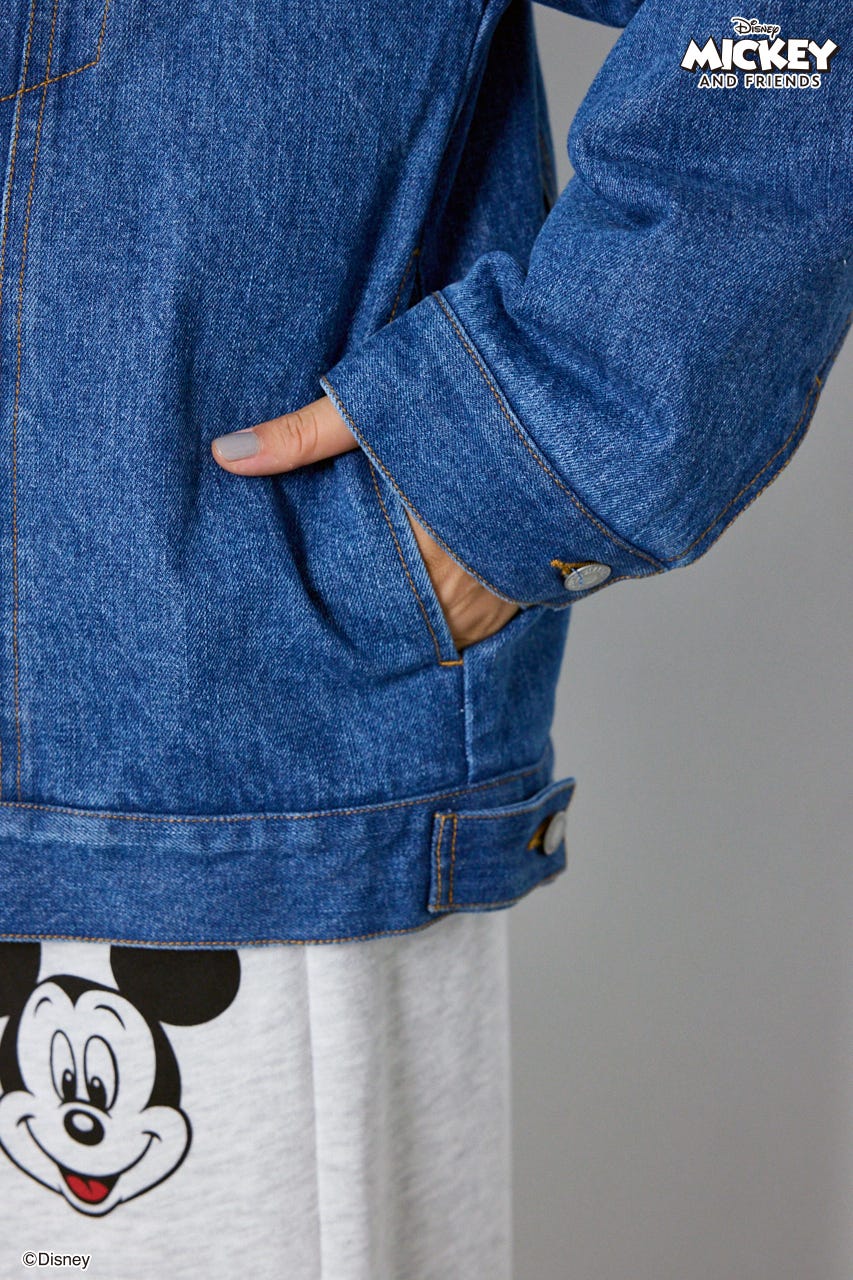 (ミッキー＆ミニー)フェイスパッチDENIMジャケット BLU FREE