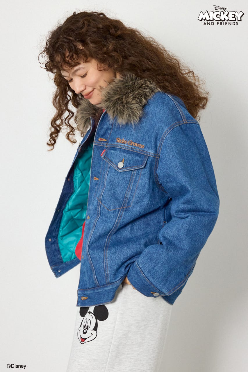 (ミッキー＆ミニー)フェイスパッチDENIMジャケット BLU FREE