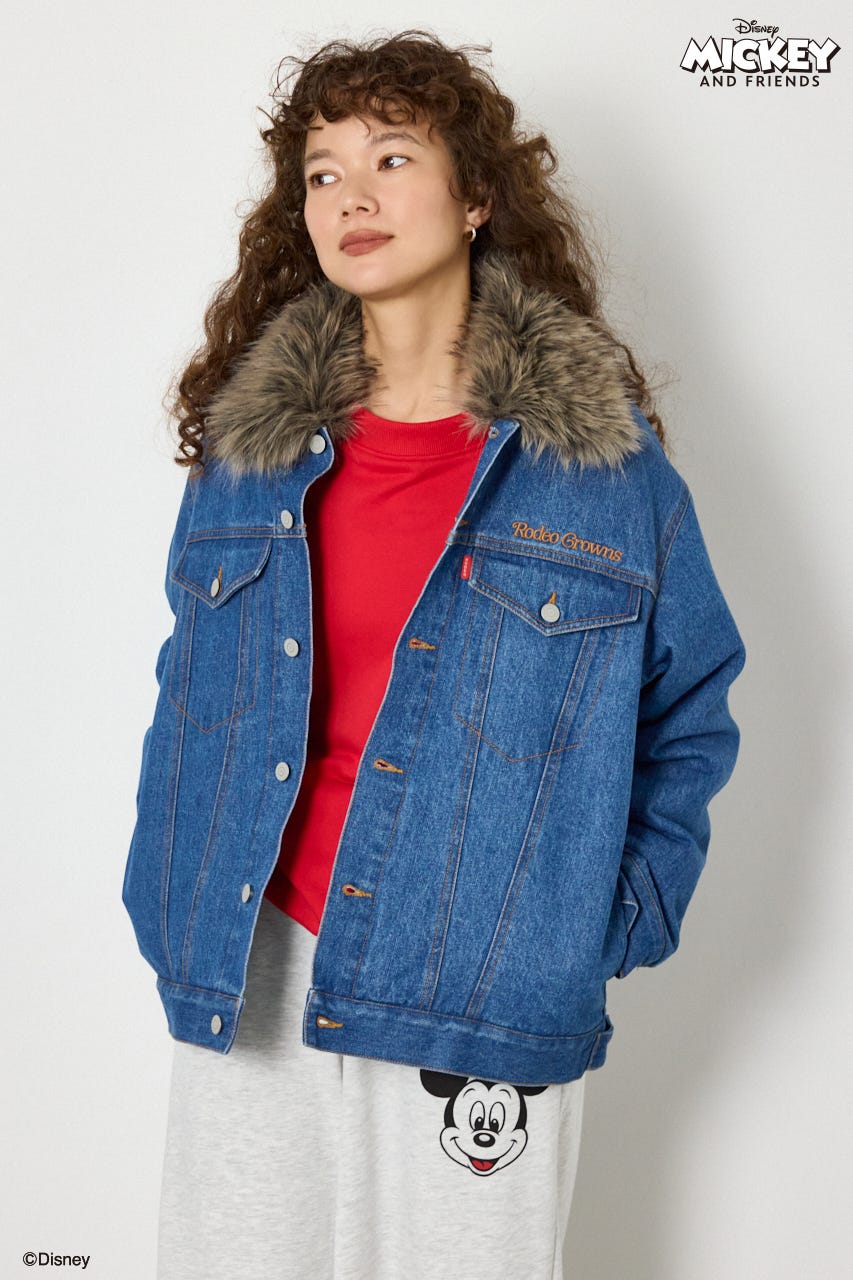 (ミッキー＆ミニー)フェイスパッチDENIMジャケット BLU FREE