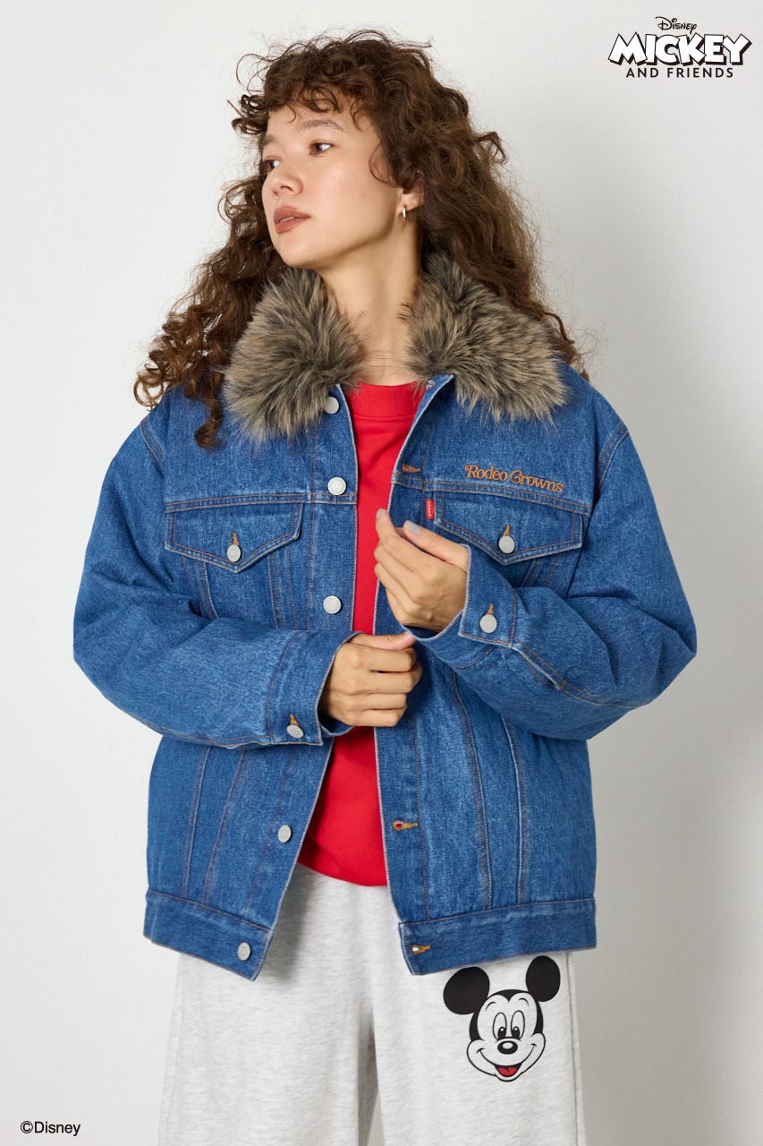 (ミッキー＆ミニー)フェイスパッチDENIMジャケット BLU FREE