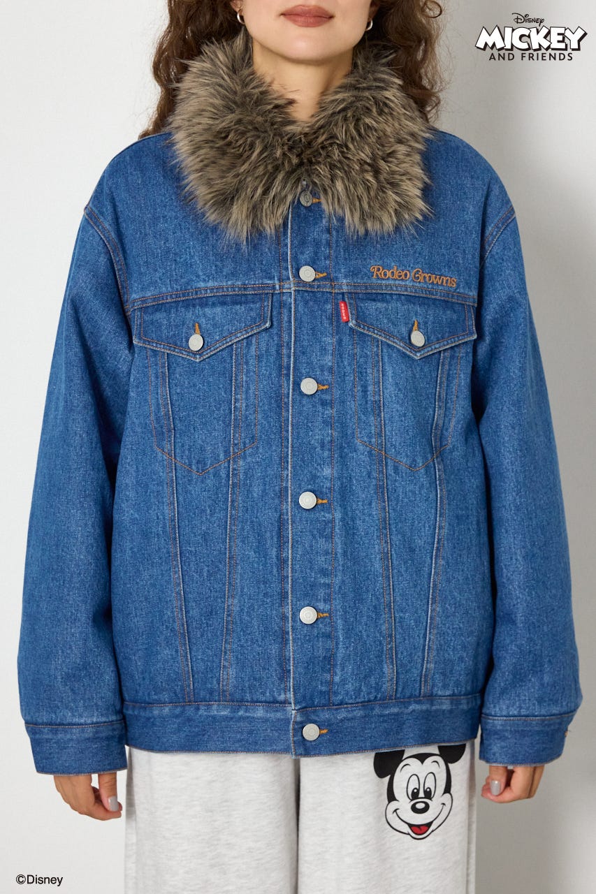 (ミッキー＆ミニー)フェイスパッチDENIMジャケット BLU FREE