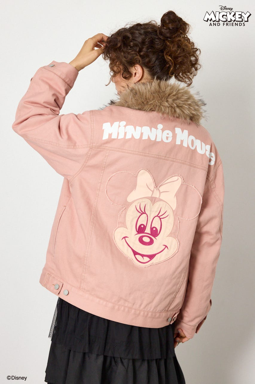 (ミッキー＆ミニー)フェイスパッチDENIMジャケット PNK FREE