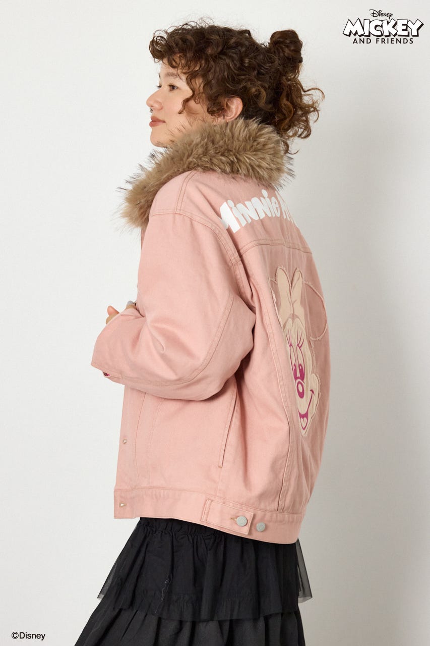 (ミッキー＆ミニー)フェイスパッチDENIMジャケット PNK FREE