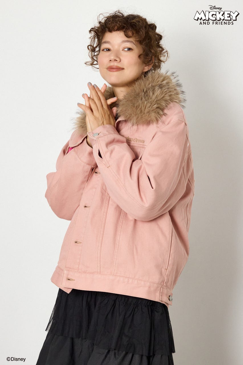 (ミッキー＆ミニー)フェイスパッチDENIMジャケット PNK FREE