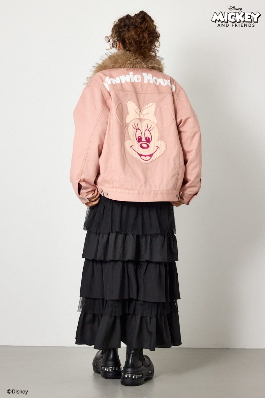 (ミッキー＆ミニー)フェイスパッチDENIMジャケット PNK FREE