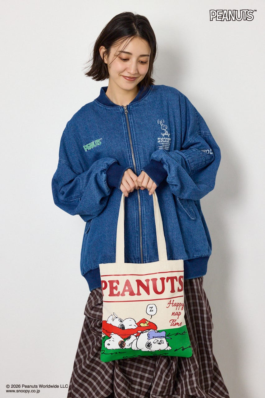 (PEANUTS)ダブルフェイストートバッグ O/WHT FREE