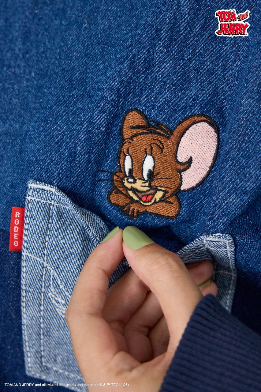 (TOM and JERRY)カスタムデニムトップス BLU FREE