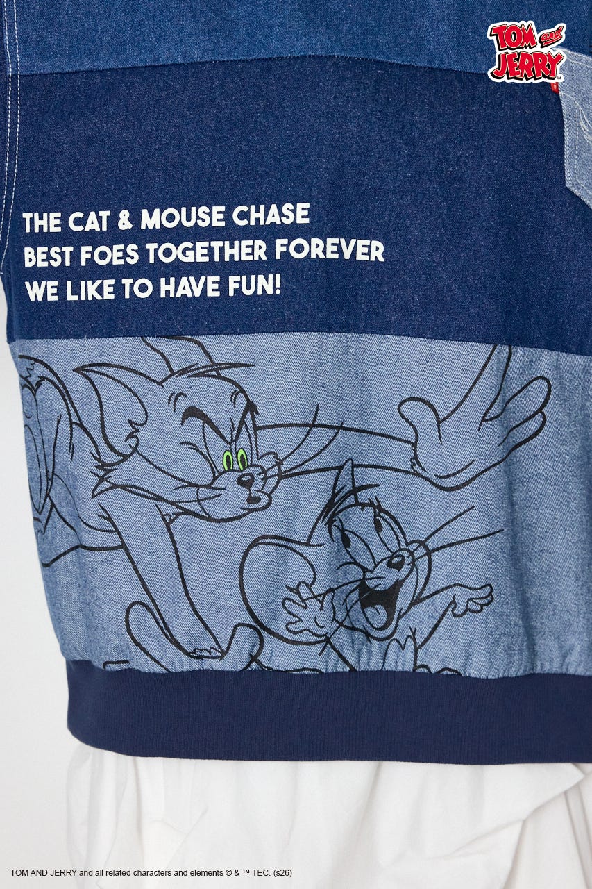 (TOM and JERRY)カスタムデニムトップス BLU FREE
