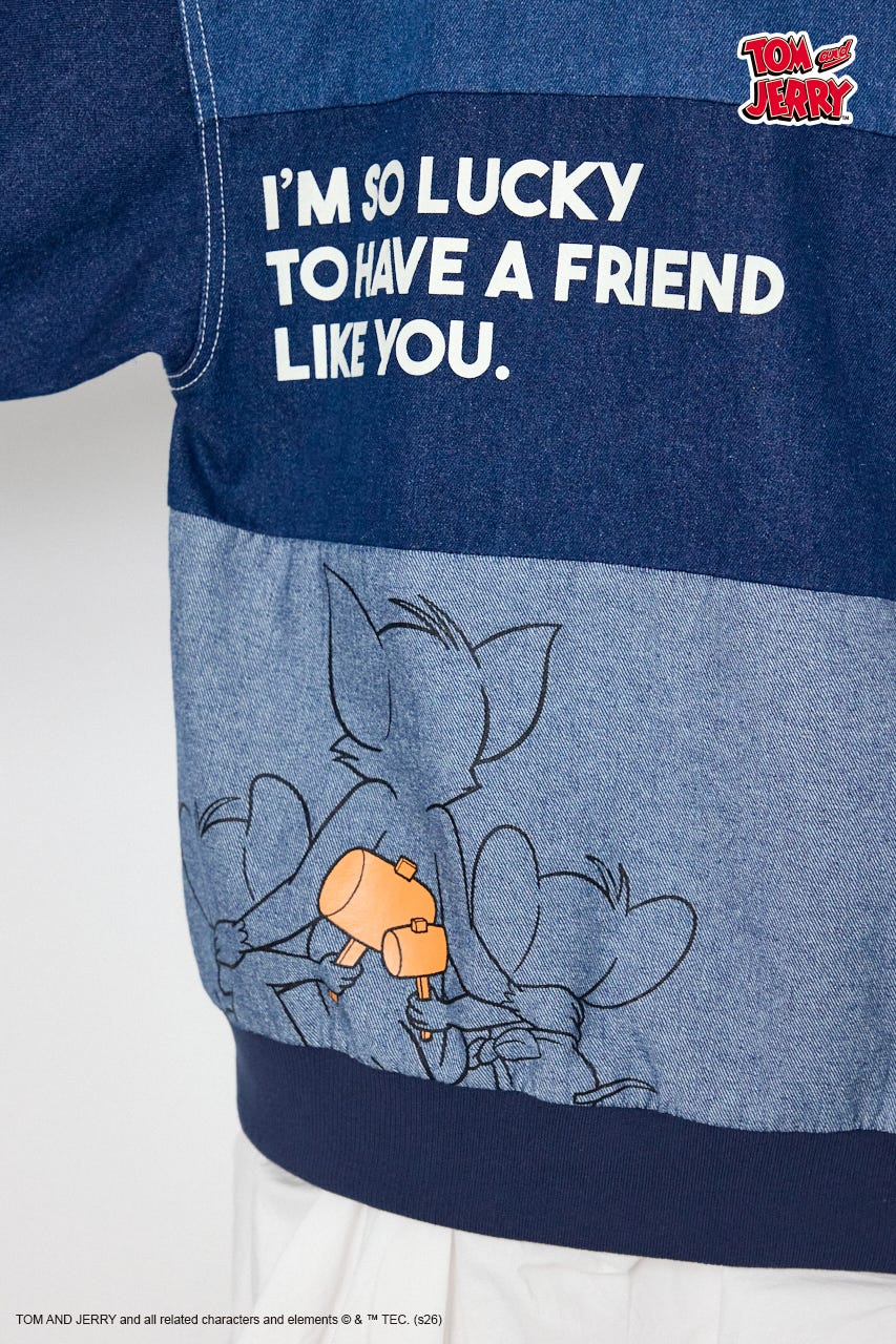 (TOM and JERRY)カスタムデニムトップス BLU FREE