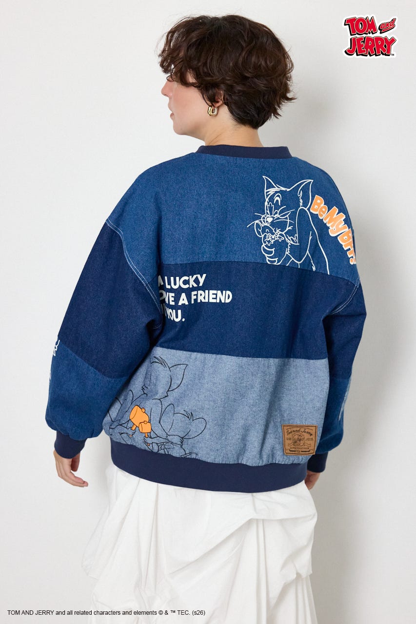 (TOM and JERRY)カスタムデニムトップス BLU FREE