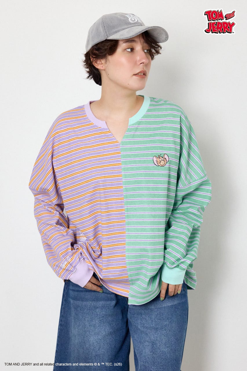 (TOM and JERRY)カスタムボーダーロンTEE 柄PUR FREE